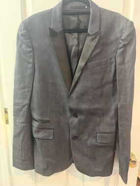 BLK DNM Charcoal Gray Tuxedo Jacket with Satin Lapel